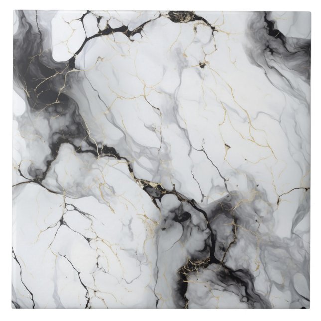 Hyper-Realistic Marble effect with Gold & Black Tile (Front)