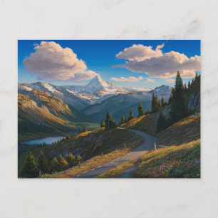 Hyper-Realistic Mountain Landscape Oil Painting Postcard