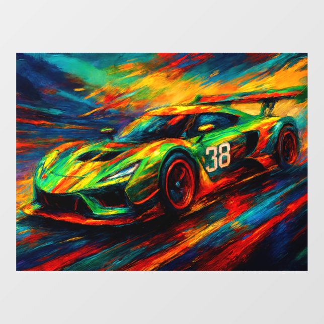 hyper stylized racing car window cling (Sheet)