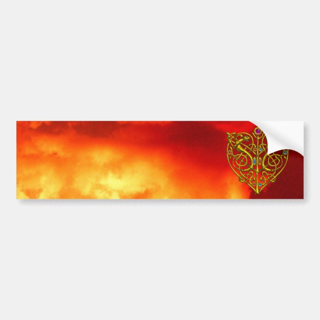 HYPER VALENTINE / GOLD CELTIC HEART BUMPER STICKER (Front)