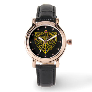 HYPER VALENTINE,GOLD CELTIC KNOTS HEART Black Watch