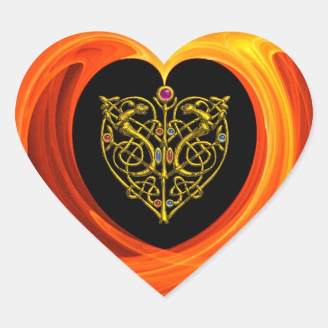 HYPER VALENTINE /GOLD HEART WITH CELTIC KNOT HEART HEART STICKER (Front)