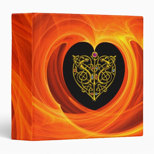 HYPER VALENTINE / GOLDEN HEART IN FRACTAL SWIRLS BINDER (Front/Spine)