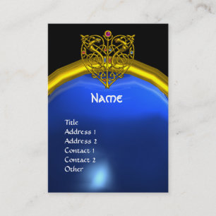 HYPER VALENTINE SAPPHIRE MONOGRAM  yellow blue Business Card