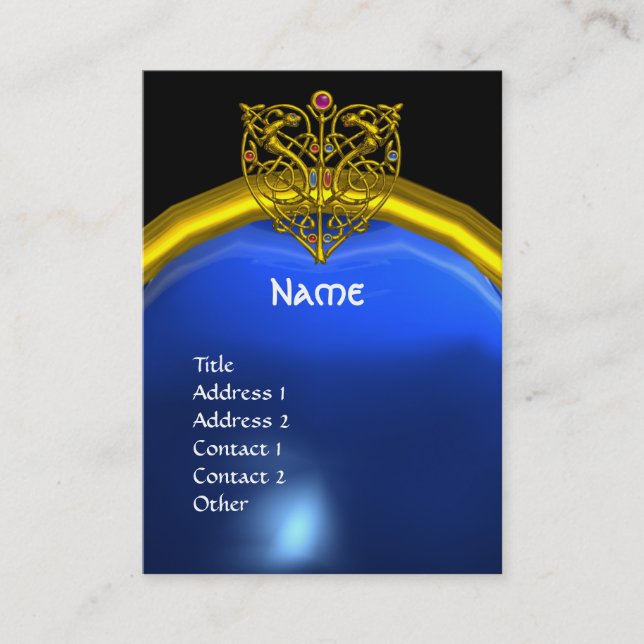 HYPER VALENTINE SAPPHIRE MONOGRAM  yellow blue Business Card (Front)