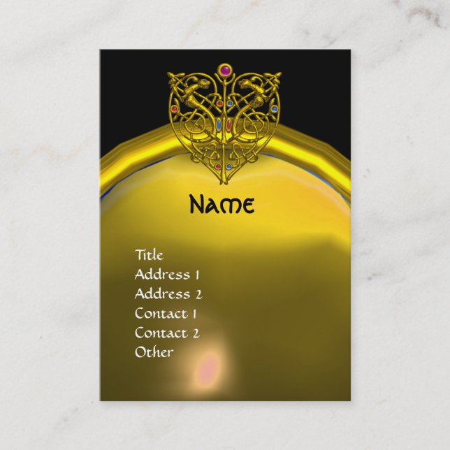 HYPER VALENTINE TOPAZ MONOGRAM yellow black Business Card (Front)