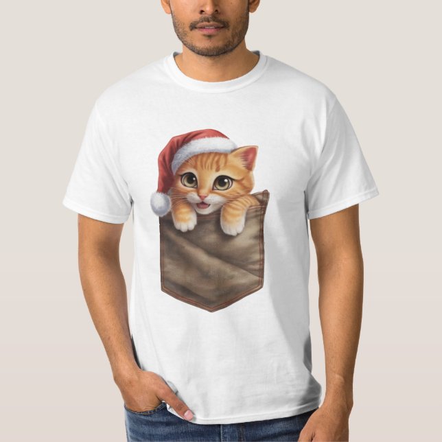  Hyperrealistic Anime Kitten in Pocket T-Shirt (Front)