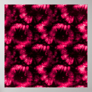 Hypno Pattern. Pink Shibori Fabric. Dark Hypno Spi Poster