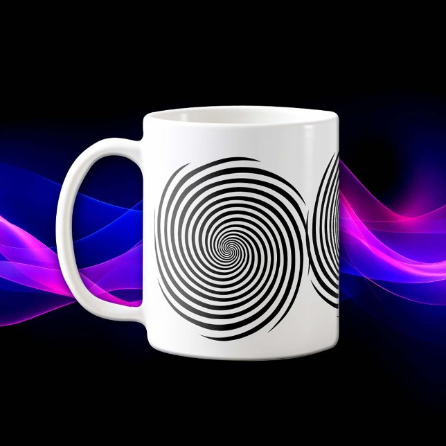 Hypnose Spirale Magie Mug (Start your day with a twist using our black and white Hypnosis spiral coffee mug.)