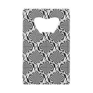 Hypnosis Pattern black white + your ideas Credit Card Bottle Opener