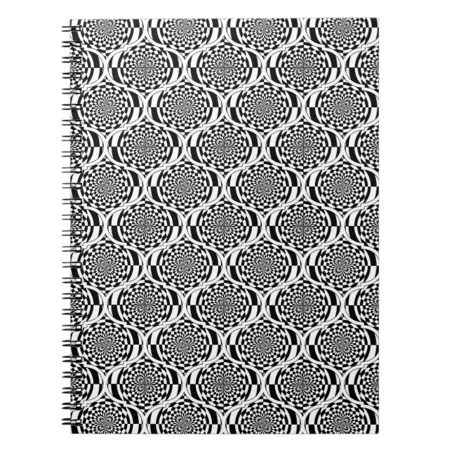 Hypnosis Pattern black white + your ideas Notebook (Front)
