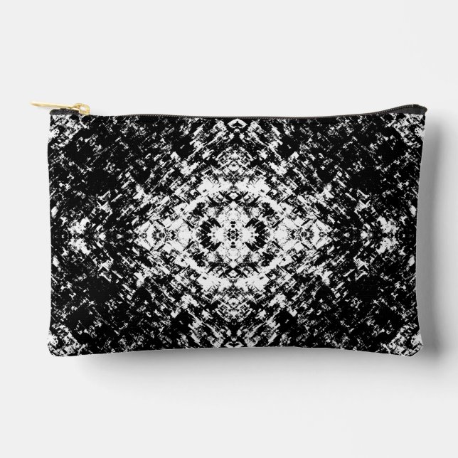 Hypnotic Abstract Black And White Modern Art Accessory Pouch (Front)
