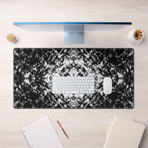 Hypnotic Abstract Black And White Modern Art Desk Mat