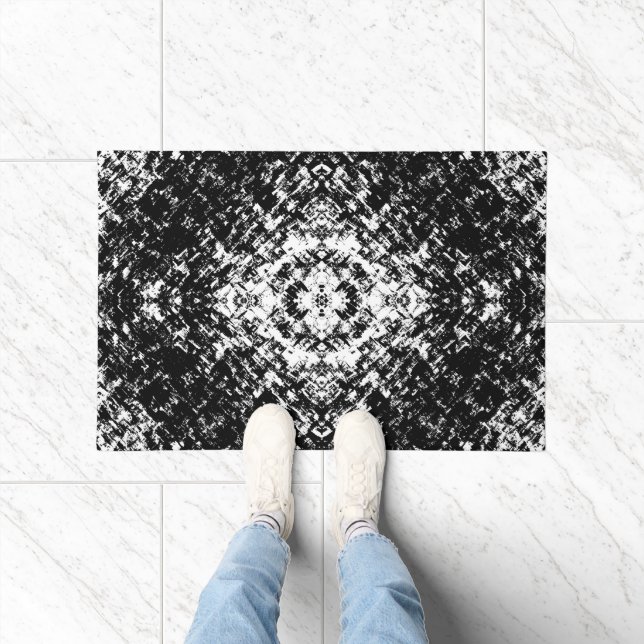 Hypnotic Abstract Black And White Modern Art Doormat (Indoor)