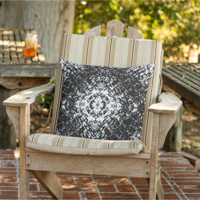 Hypnotic Abstract Black And White Modern Art Outdoor Pillow (Chair)