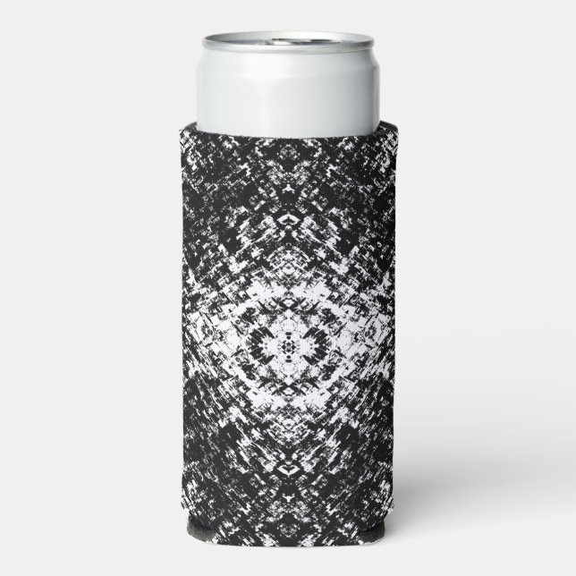 Hypnotic Abstract Black And White Modern Art Seltzer Can Cooler (Seltzer Front)