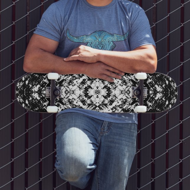 Hypnotic Abstract Black And White Modern Art Skateboard (Outdoor 3)