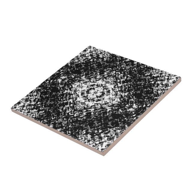 Hypnotic Abstract Black And White Modern Art Tile (Side)