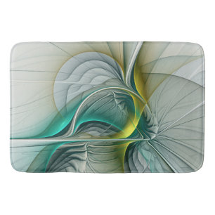 Hypnotic Abstract Golden Turquoise Teal Fractal Bath Mat