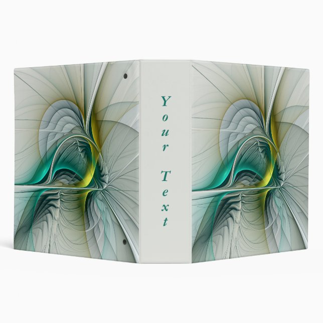 Hypnotic Abstract Golden Turquoise Teal Fractal Binder (Background)