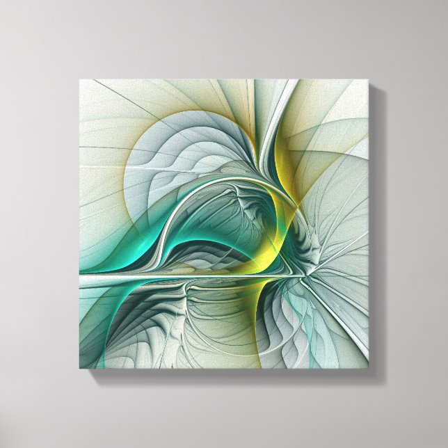 Hypnotic Abstract Golden Turquoise Teal Fractal Canvas Print (Front)
