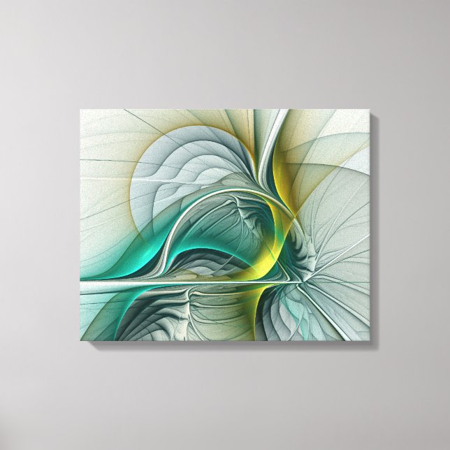 Hypnotic Abstract Golden Turquoise Teal Fractal Canvas Print (Front)