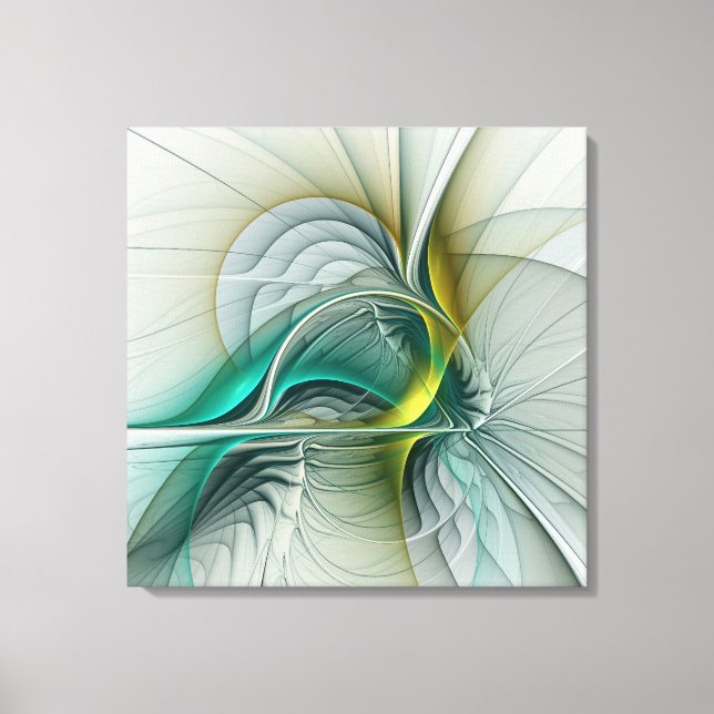 Hypnotic Abstract Golden Turquoise Teal Fractal Canvas Print (Front)