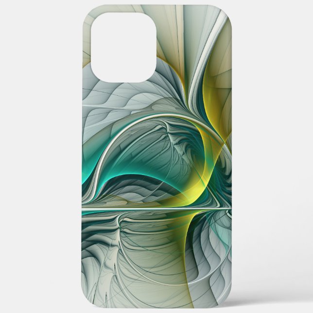 Hypnotic Abstract Golden Turquoise Teal Fractal Case-Mate iPhone Case (Back)