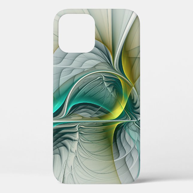 Hypnotic Abstract Golden Turquoise Teal Fractal Case-Mate iPhone Case (Back)