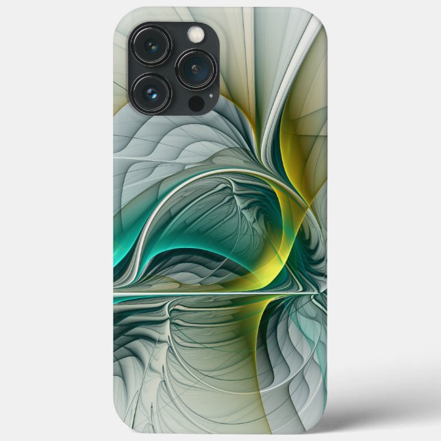 Hypnotic Abstract Golden Turquoise Teal Fractal Case-Mate iPhone Case (Back)
