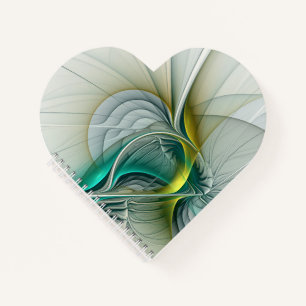 Hypnotic Abstract Golden Turquoise Teal Fractal Notebook