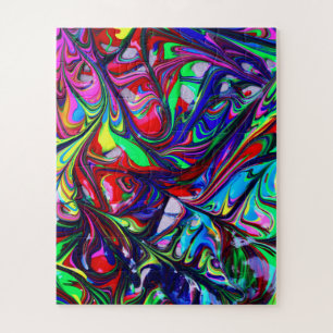 Hypnotic Abstract Rainbow Paint Swirls Jigsaw Puzzle