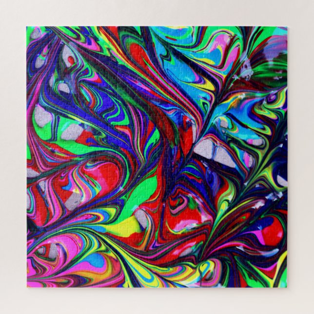 Hypnotic Abstract Rainbow Paint Swirls Jigsaw Puzzle (Vertical)