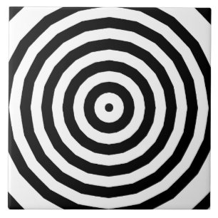 Hypnotic Black and White Circle Pattern Tile