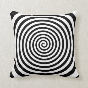 Hypnotic Black and White Spiral - Hypno-Pillow Throw Pillow