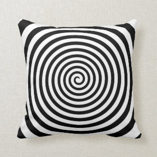 Hypnotic Black and White Spiral - Hypno-Pillow Throw Pillow