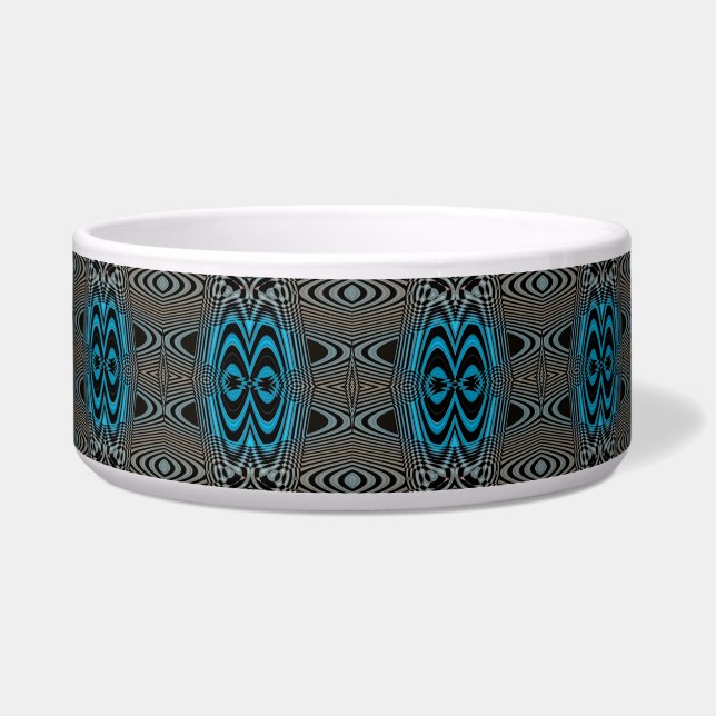 Hypnotic Blue Pulse Dog Bowl (Front)