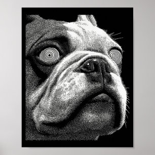 Hypnotic British Bulldog Weird Eyes Weirdcore Poster
