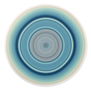Hypnotic Circle Aqua Off-White Ceramic Knob