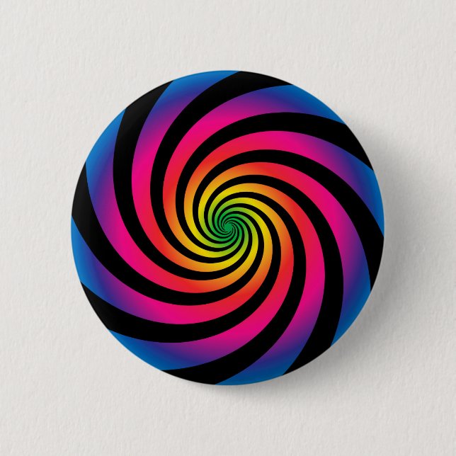 HYPNOTIC DISC Mesmerizing Neon Colour Vortex Spira 2 Inch Round Button (Front)