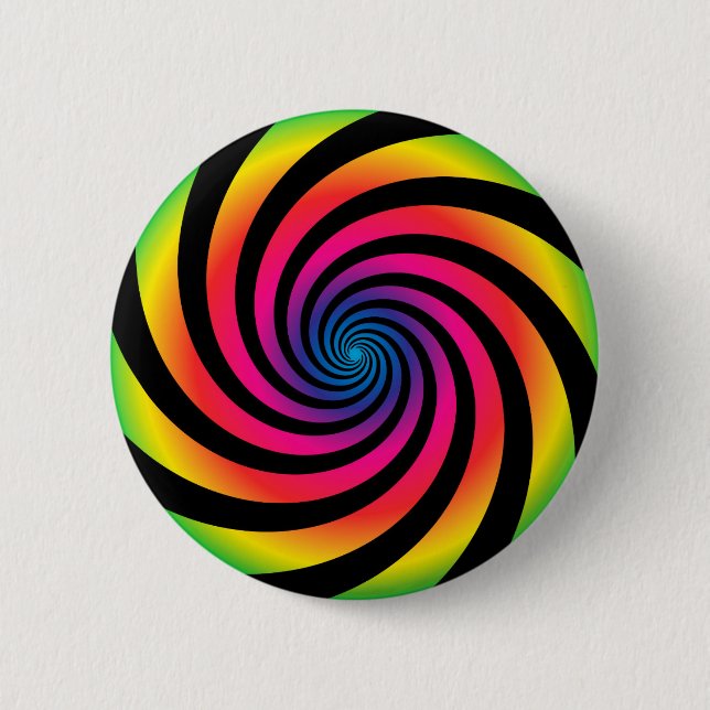 HYPNOTIC DISC Mesmerizing Neon Colour Vortex Spira 2 Inch Round Button (Front)