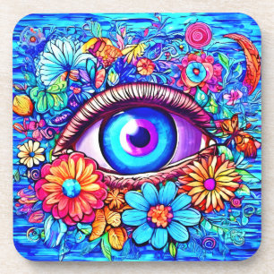 Hypnotic Floral Eye Coaster
