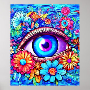 Hypnotic Floral Eye Poster