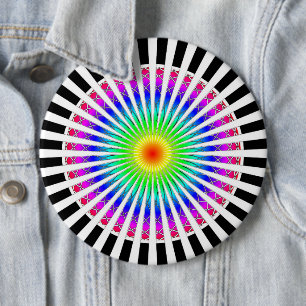 Hypnotic Flower 6 Inch Round Button