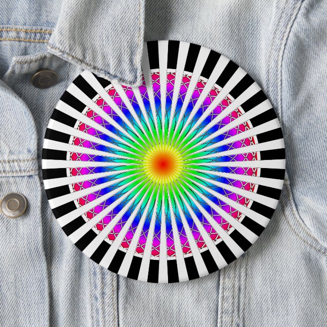 Hypnotic Flower 6 Inch Round Button (In Situ)