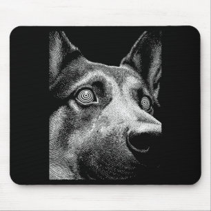 Hypnotic German Shepherd Weird Eyes Weirdcore Mouse Pad