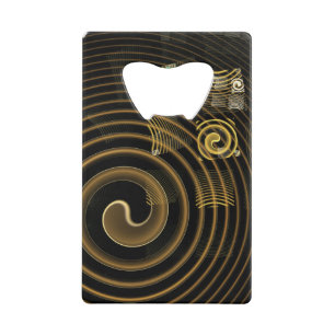 Hypnotic Golden Waves Modern Abstract Art Credit Card Bottle Opener
