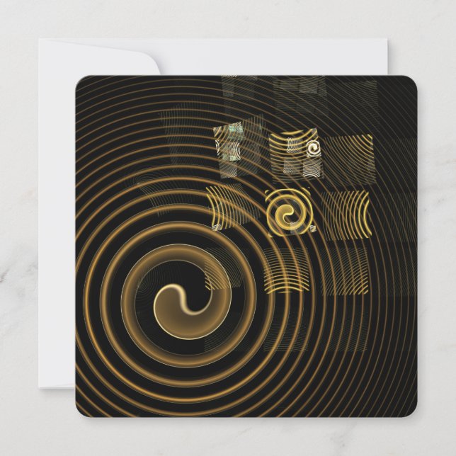 Hypnotic Golden Waves Modern Abstract Art Invitation (Front)