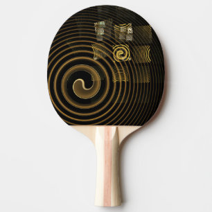 Hypnotic Golden Waves Modern Abstract Art Ping Pong Paddle
