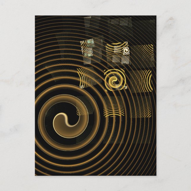 Hypnotic Golden Waves Modern Abstract Art Postcard (Front)